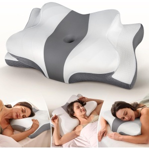 Cozyplayer Cervical Memory Foam Pillow, Ergonomic Contour Pillow for Neck Pain Relief, Odorless Orthopedic Pillow for Side, Back, Stomach Sleepers, CertiPUR-US