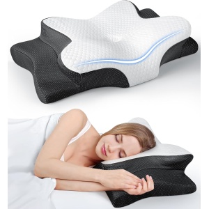 Adjustable Cervical Memory Foam Pillow, Ergonomic Contour Pillow for Neck and Shoulder Pain Relief, Orthopedic Bed Pillow with Cooling Pillowcase for Side, Back, Stomach Sleepers(CertiPUR-US)